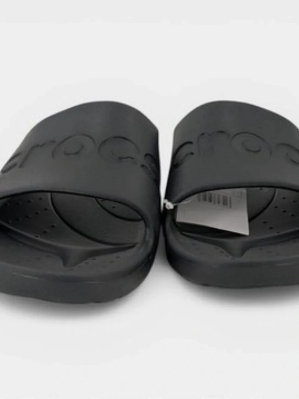 CROCS Black Slide Sandals with Embossed Logo